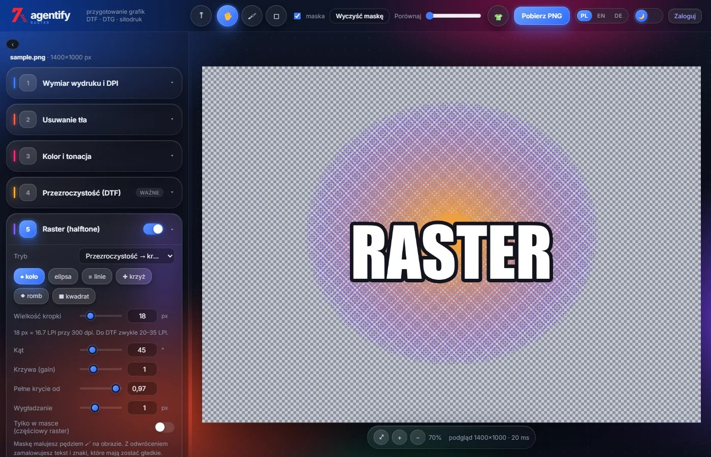 Raster z gradientu przezroczystości